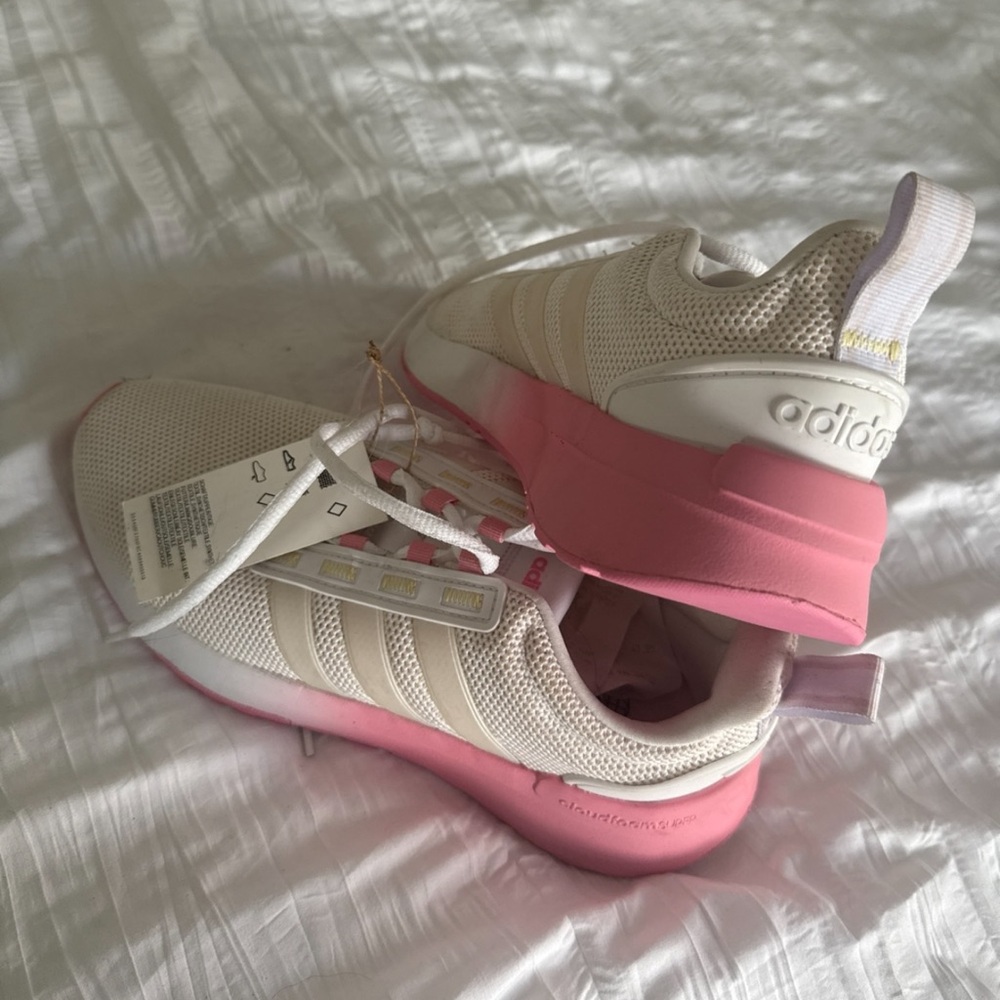 Adidas Women's Cream and Pink Sneakers